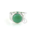 Wholesale Handmade Chrysoprase Chalcedony Gold Plated Silver Ring